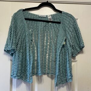 JH Collectibles Seafoam Open-Knit Shrug